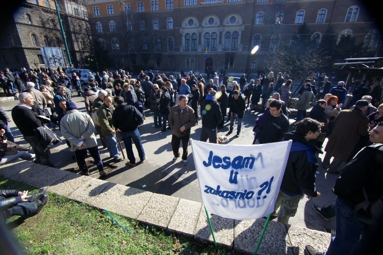 demonstranti ispred Predsjedništva,13.februar/Foto:Anadolija