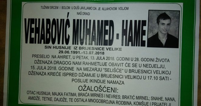 Roditelji Muhameda Vehabovića (28): 'Doveli su ga ni živog ni mrtvog i rekli da je više popio... Ujutro je bio mrtav...'