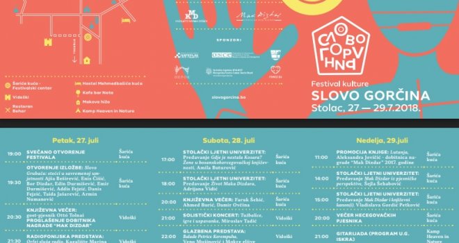 Festival kulture 'Slovo Gorčina' od 27. do 29. jula u Stocu