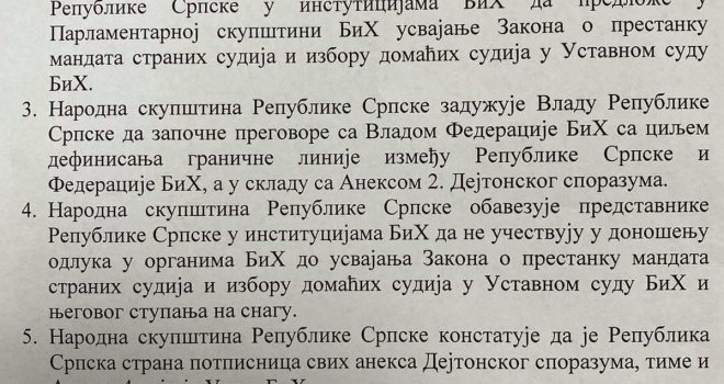 'Definisanje granične linije između entiteta': Pročitajte Dodikov prijedlog zaključaka za sjednicu NSRS