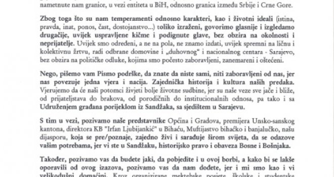 Mi smo zapadna, a vi istočna Krajina/Sandžak, i u dobru i u zlu, jedno i uvijek zajedno!