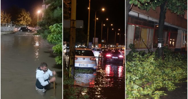 Ogromna oluja poharala Tuzlu za 40 minuta: Vjetar obarao drveće, potopljen Mejdan, štete su velike...