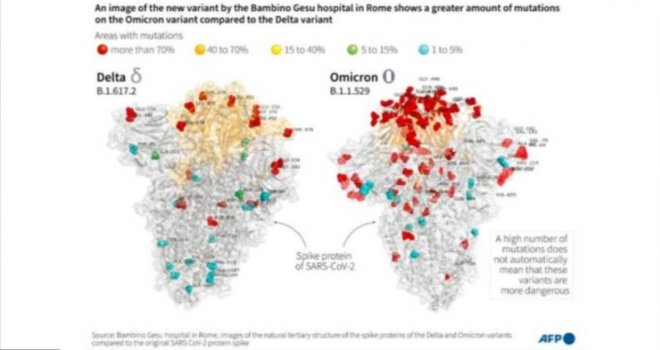 Prva slika Omikrona pokazuje mnogo više mutacija nego što ih ima soj Delta, šta to znači?