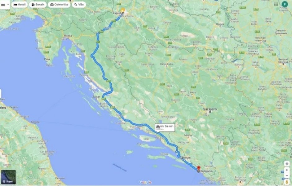 karta-zagreb-dubrovnik-preko-neuma