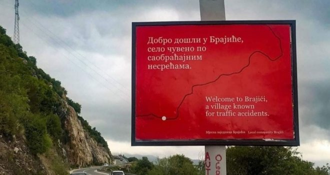 'Dobrodošli u selo čuveno po saobraćajnim nesrećama': Osvanuo bilbord koji je šokirao vozače