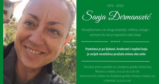 Preminula aktivistica iz Mostara Sanja Đermanović-Bundalo