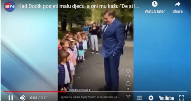 Dodik posjetio vrtić, djeca ga pitala 'Đe si lopove?', dok je Cvijanovićka pokušavala skrenuti pažnju