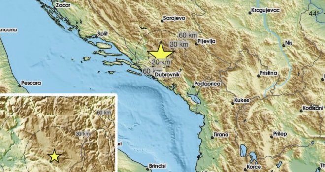 Zemljotres jačine 3,3 stepeni pogodio BiH, podrhtavanje tla se osjetilo i u Crnoj Gori i Hrvatskoj