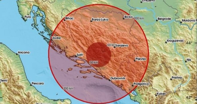 Zemljotres u Hercegovini, epicentar je bio 37 kilometara od Mostara